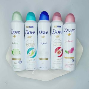 Original Dove antiperspirant spray with long-lasting freshness and different fragrances